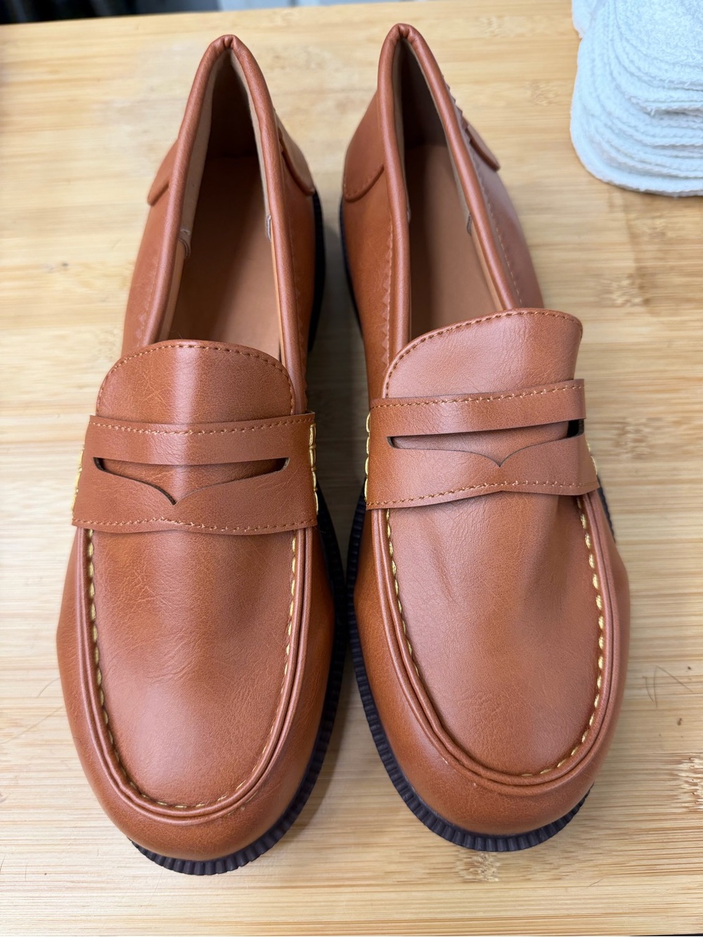 Women’s Leather Penny Loafers in Chestnut Brown